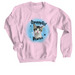 Waggytail Rescue Cat Airbrush Design, a Light Pink Crewneck Sweatshirt