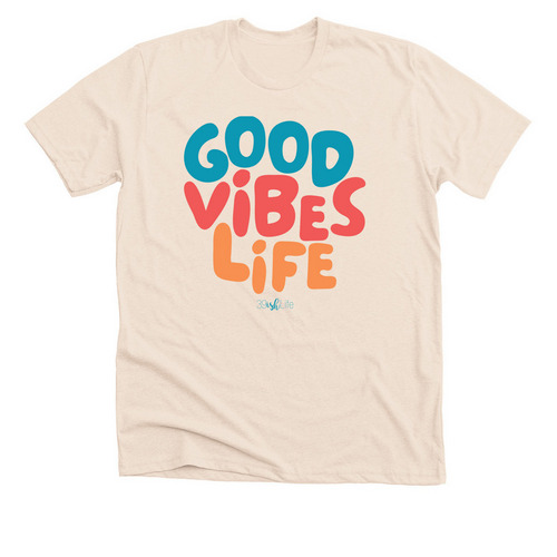 Good Vibes Life, a Heather Soft Cream Premium Unisex Tee