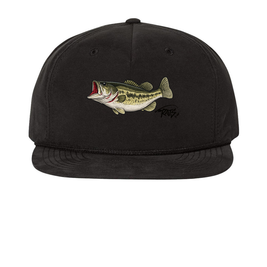 Signature Bass Hat, a Black Printed Umpqua Snapback Cap