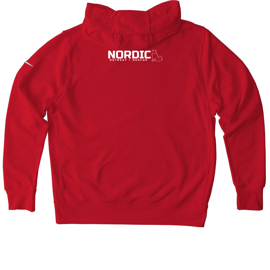 Dog Hair, Don't Care. Nike Collection, a University Red Nike Club Fleece Pullover Hoodie (back-view)