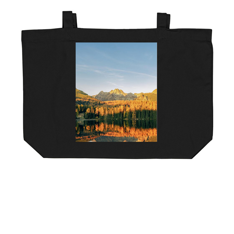Earth, a Black Large Organic Cotton Tote Bag (back-view)