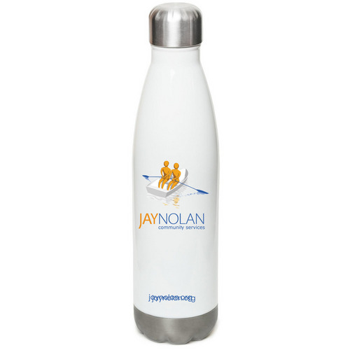Jay Nolan Water Bottle, a White Stainless Steel Water Bottle