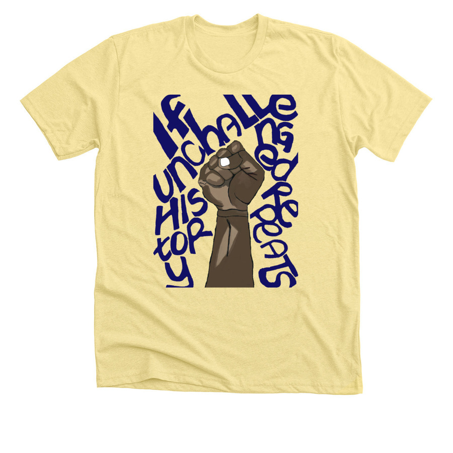 Unchallenged History Repeats, a Heather Yellow Gold Premium Unisex Tee