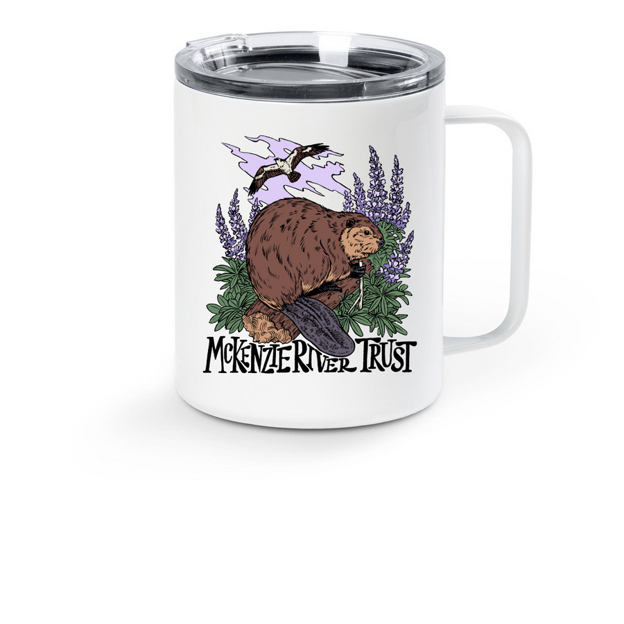 Beaver Mug, a White Stainless Steel Travel Mug