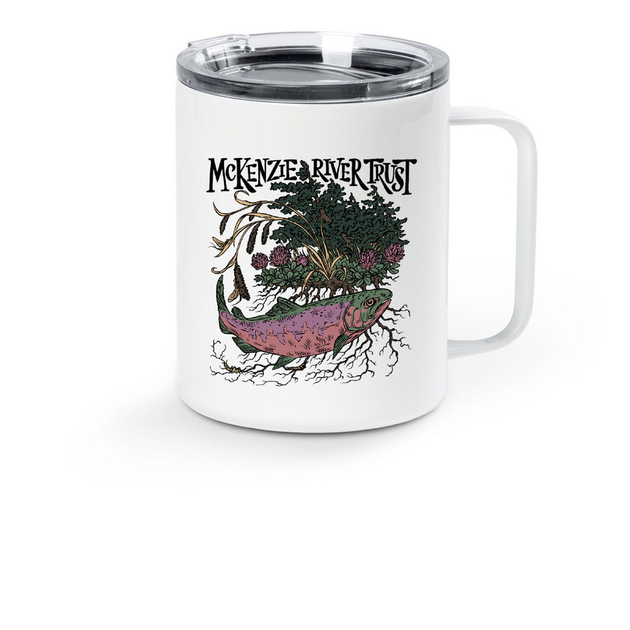 Salmon Mug, a White Stainless Steel Travel Mug