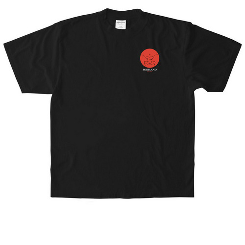 OG 2.0 Left Chest + Text on Back, a Black Heavyweight Garment Dye Tee