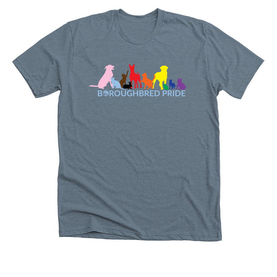 Boroughbred Pride 2025, a Heather Blue Storm Premium Unisex Tee