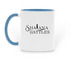 Not My Problem Coffee Mug, a Light Blue Two-Tone Ceramic Mug (back-view)