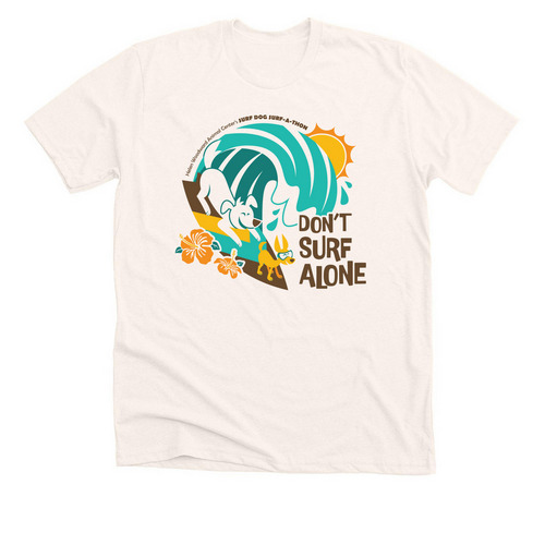 Don't Surf Alone Surf Dog Surf-A-Thon, a Heather Natural Premium Unisex Tee