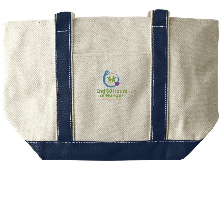 Conval Totes, a Natural/Navy Large Two-Tone Canvas Tote Bag