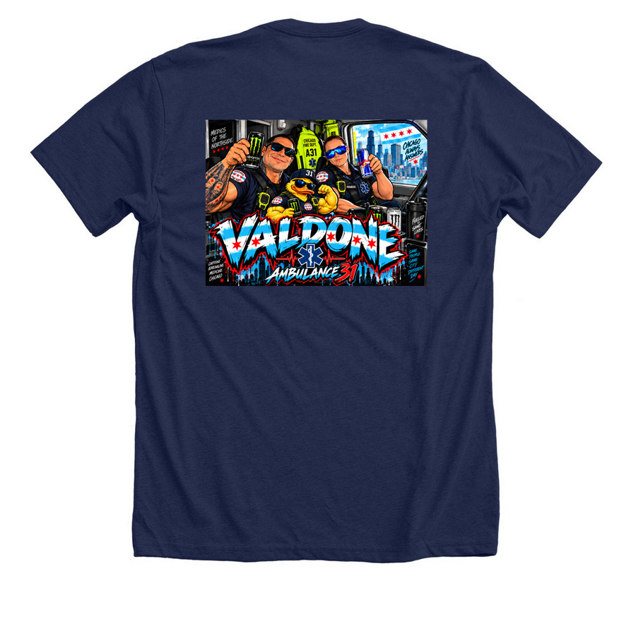 Valdone, a Solid Navy Blend Premium Unisex Tee (back-view)