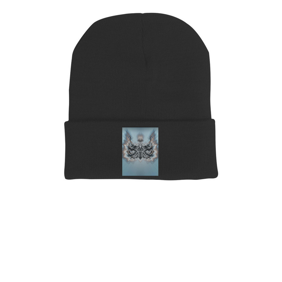 Juno, a Black Printed Cuffed Beanie