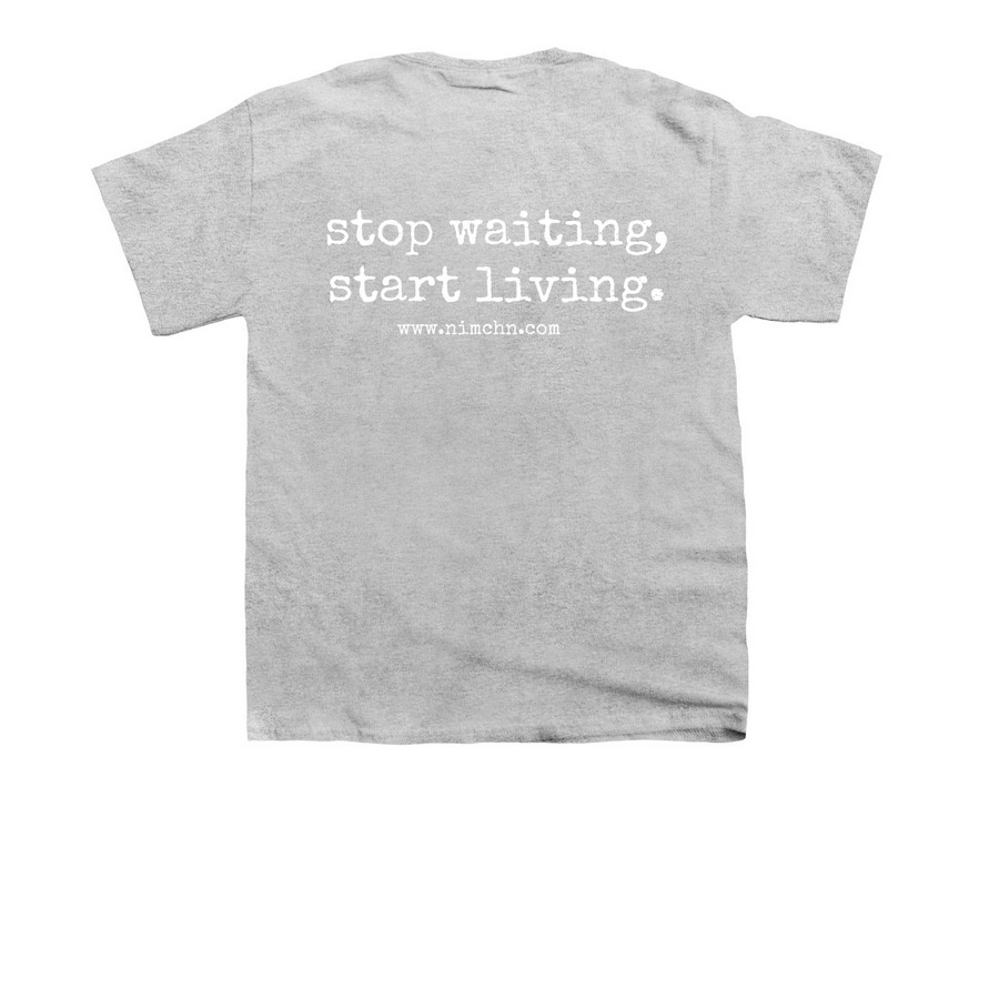 Stop Waiting, Start Living, a Sport Grey Youth Unisex Tee (back-view)