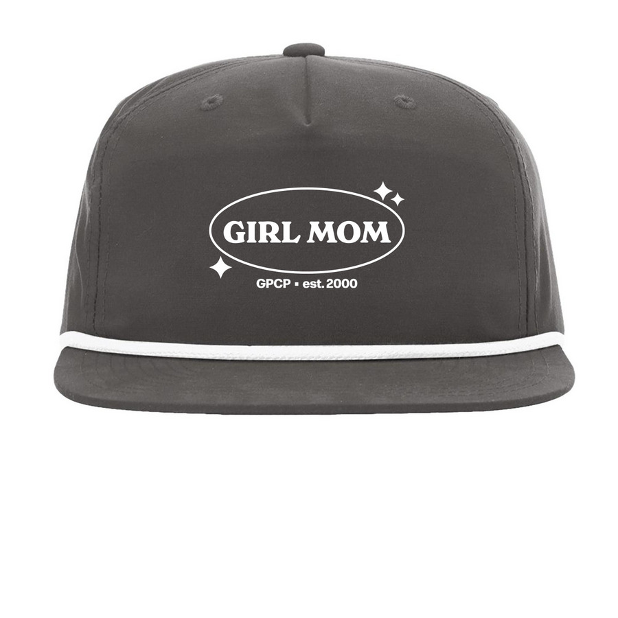 Girl Mom Snapback, a Charcoal/ White Printed Umpqua Snapback Cap