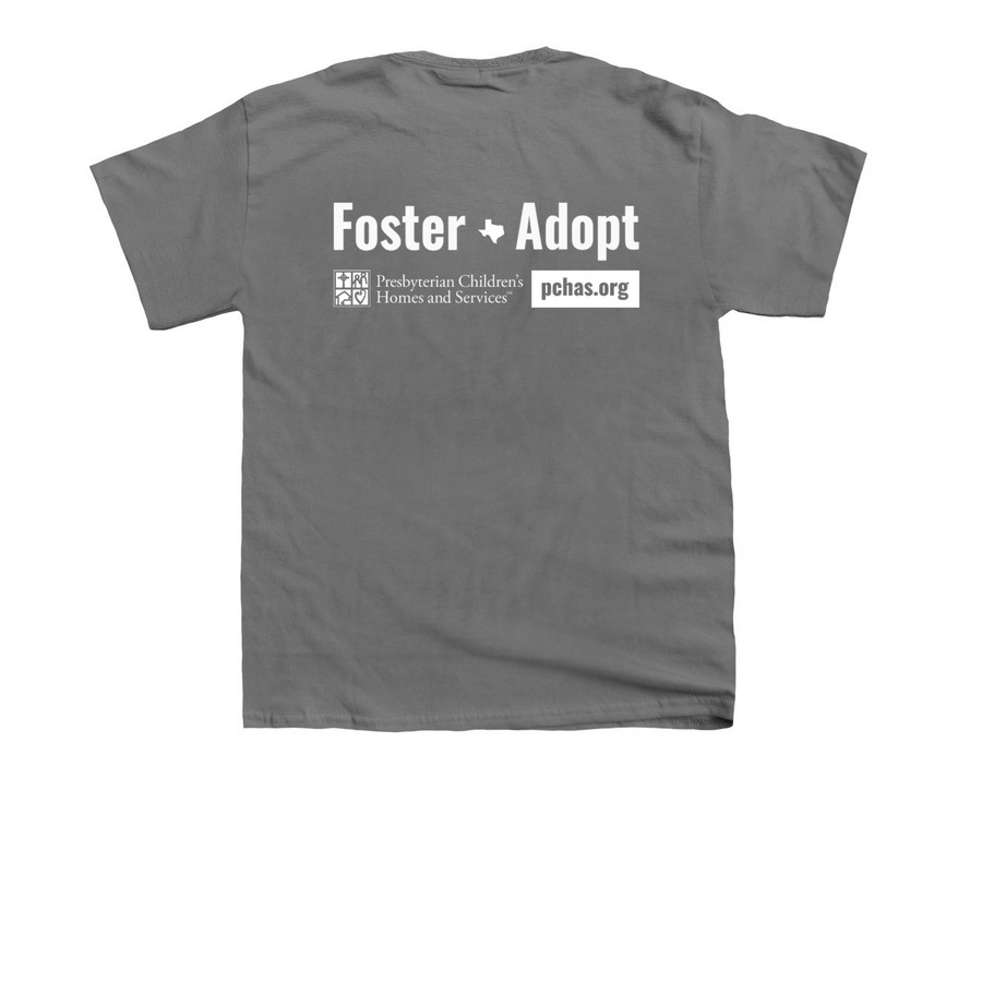 Love Makes Us Family, a Charcoal Youth Unisex Tee (back-view)