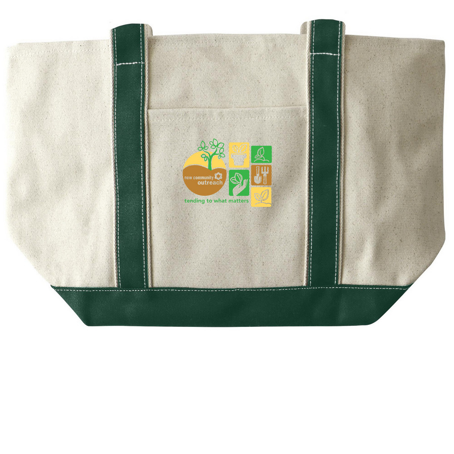 New Community Outreach, a Natural/Forest Large Two-Tone Canvas Tote Bag