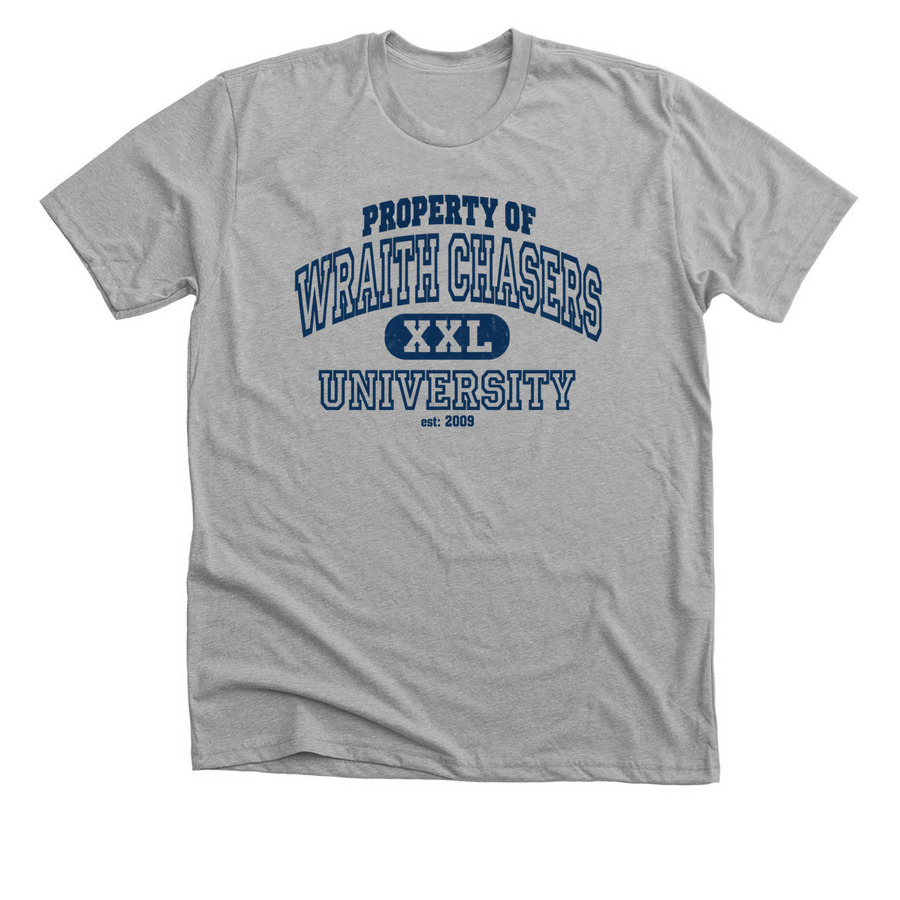 Wraith Chasers University, a Athletic Heather Premium Unisex Tee