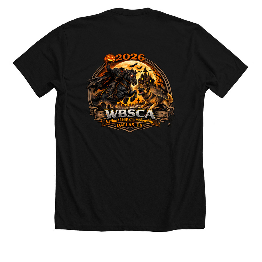 WBSCA National IGP Championship Gear, a Solid Black Blend Premium Unisex Tee (back-view)