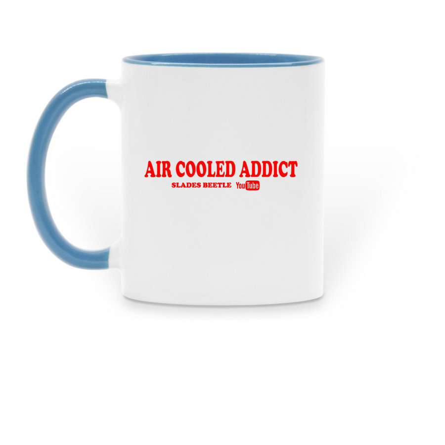Air Cooled Addict Coffee Mugs, a Light Blue Two-Tone Ceramic Mug (back-view)