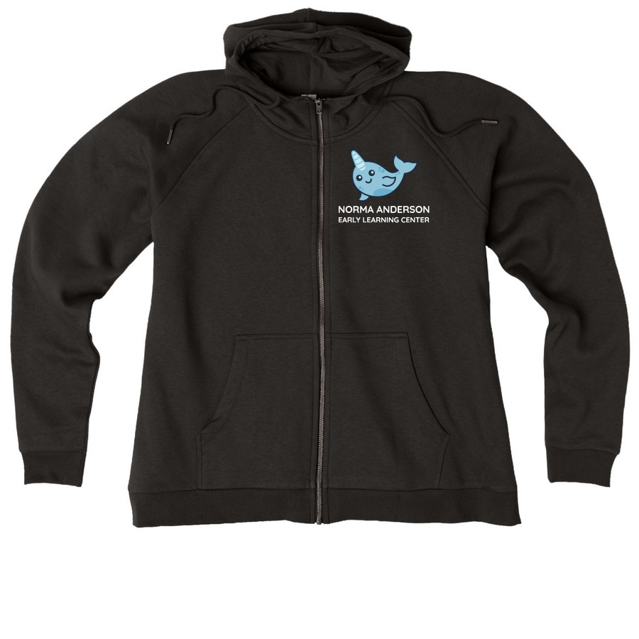 Women's Hoodie Options, a Deep Black Allmade Women?s Organic CVC Zip-Up Hoodie