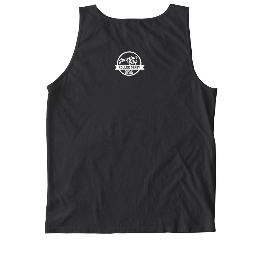 I don't know, I just skate here., a Black Comfort Colors Tank Top (back-view)