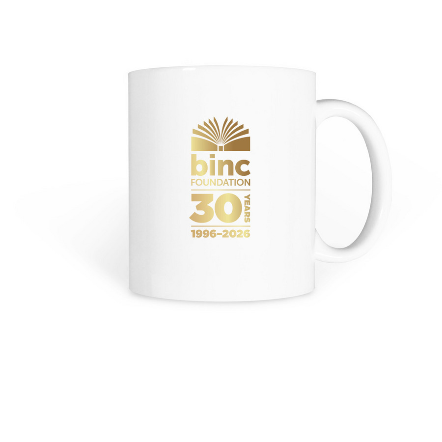 30th Anniversary Mug: Book People Helping BP, a White Coffee Mug
