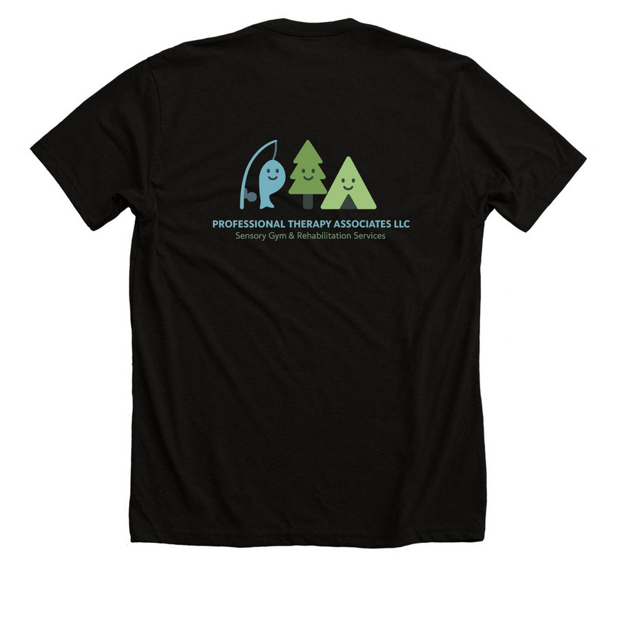 A camping we will go..., a Solid Black Blend Premium Unisex Tee (back-view)