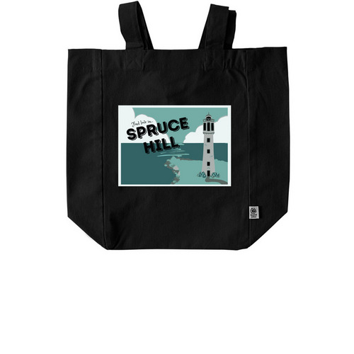 Find Love in Spruce Hill tote bags, a Black Recycled Cotton Tote Bag