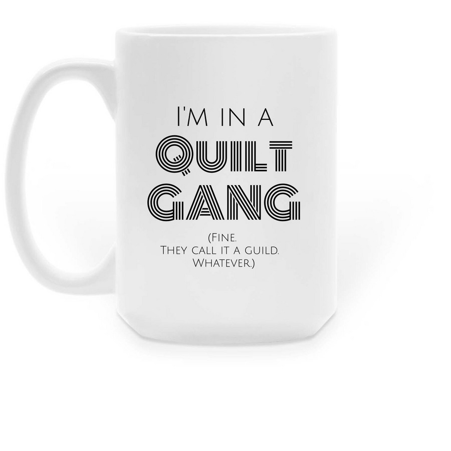 OMQG - Quilt Gang Mug, a White Large Coffee Mug (back-view)