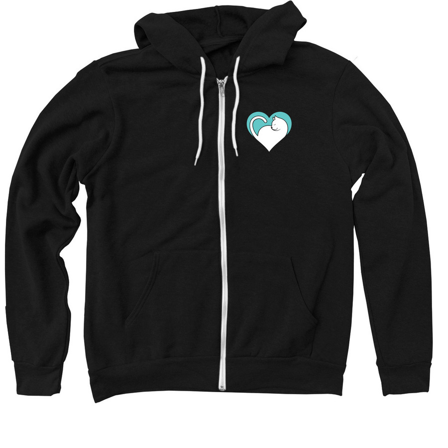 HART White Cat Logo, a Black Zip Up Hoodie