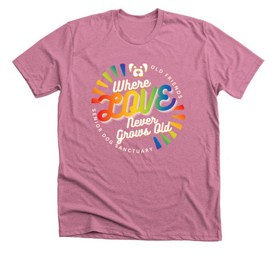 OFSDS Rainbow "Where Love Never Grows Old", a Heather Mauve Premium Unisex Tee