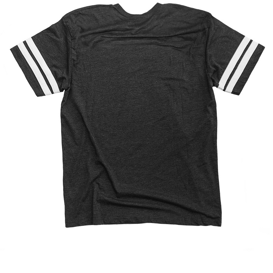 White Full Logo, a Vintage Smoke / White Football Jersey Tee (back-view)