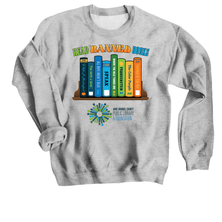 Read Banned Books T-Shirt, a Sport Grey Crewneck Sweatshirt