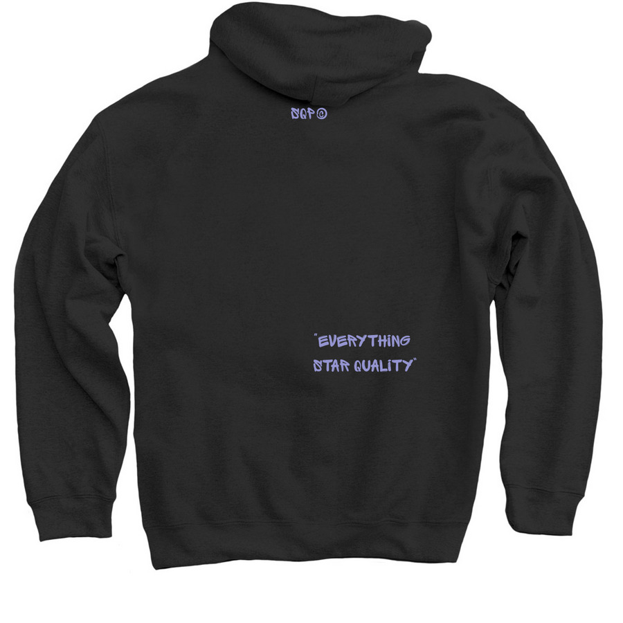 SQP? Merch (spray paint) SQP EDITION, a Black Pullover Hoodie (back-view)