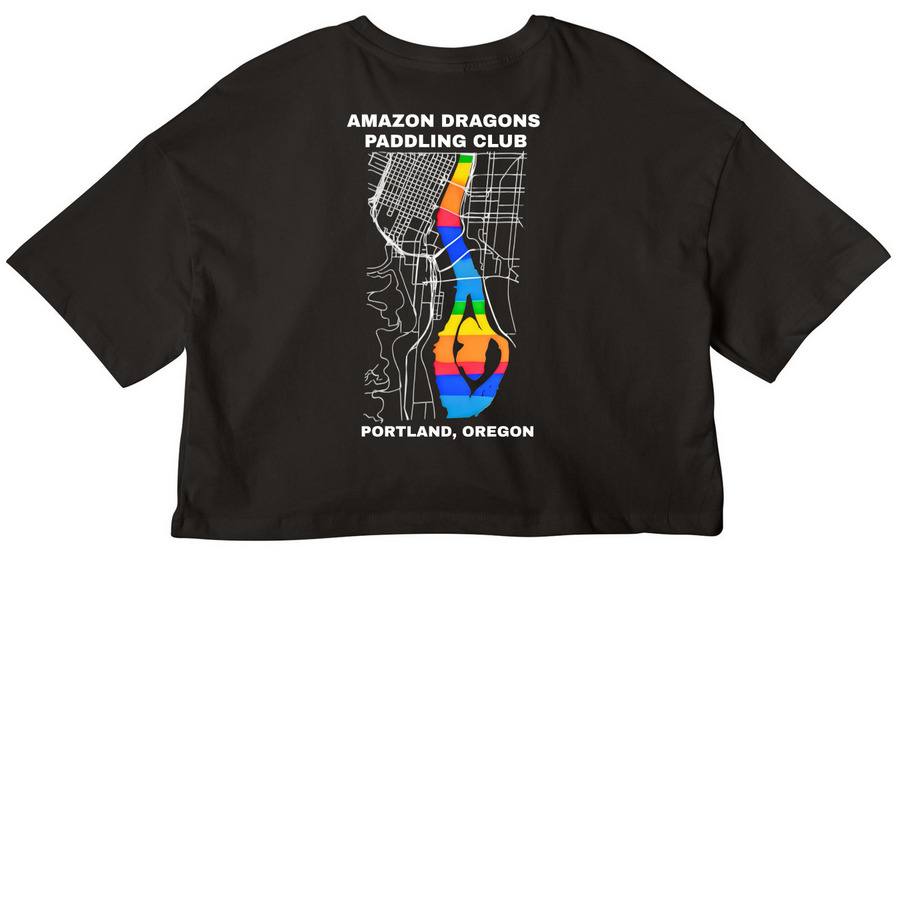 Wet Willamette Cropped ZipUps/Shirts (Cotton), a Black Women?s Cropped Cotton Tee (back-view)