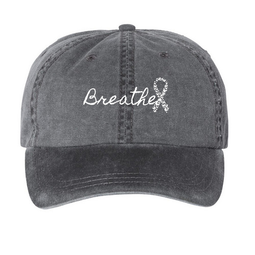 Breathe, a Black Printed Pigment Dye Baseball Cap