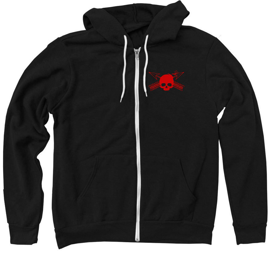 red logo basic shirts front and back&nbsp;, a Black Zip Up Hoodie