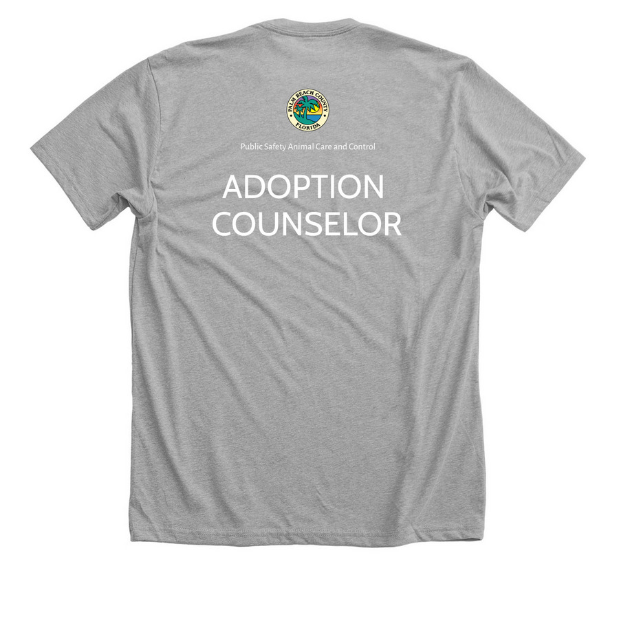 ACC ADOPTION COUNSELOR- Black/White LOGO, a Athletic Heather Premium Unisex Tee (back-view)
