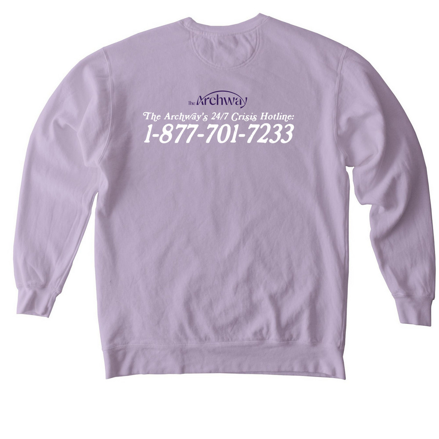 Feeling Safe - Purple Apparel, a Orchid Comfort Colors Crewneck Sweatshirt (back-view)