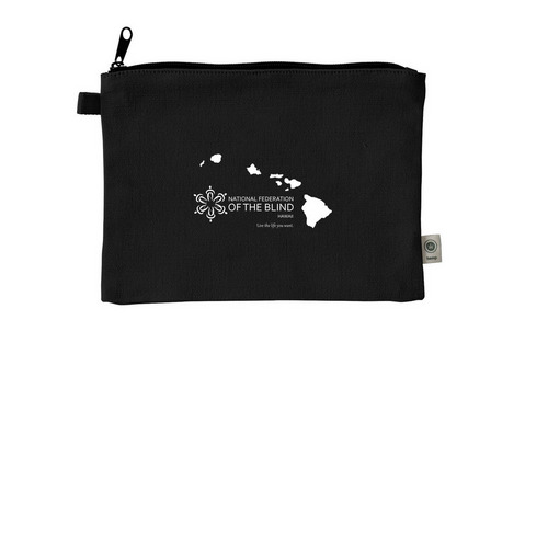 NFBH Hawaiian Islands Zipper Pouch, a Black 9"x7" Hemp Blend Pouch