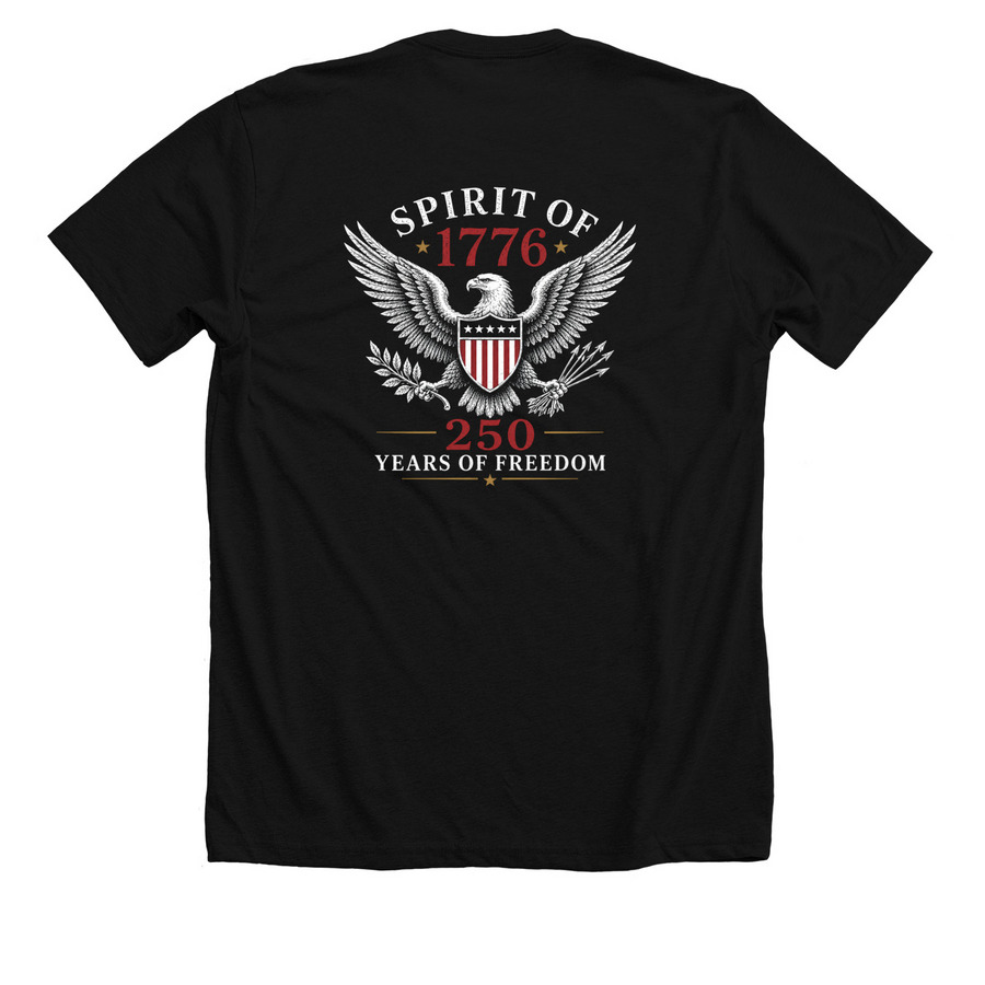 JAA Online Spirit of 1776 Eagle #2, a Solid Black Blend Premium Unisex Tee (back-view)