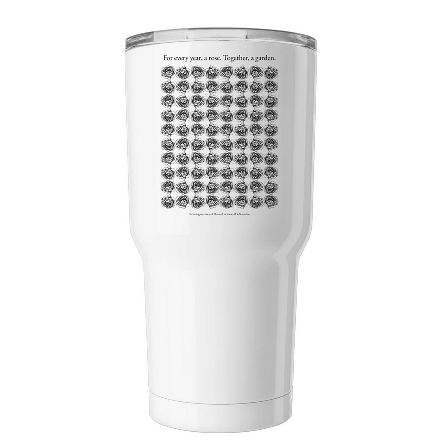 Epsilon Epsilon 80th Anniversary Tumbler, a White Insulated Tumbler (back-view)