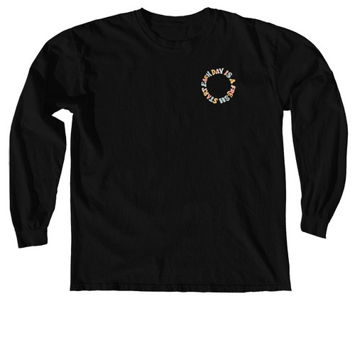 Each Day is a Fresh Start Smiley :), a Black Comfort Colors Long Sleeve Tee