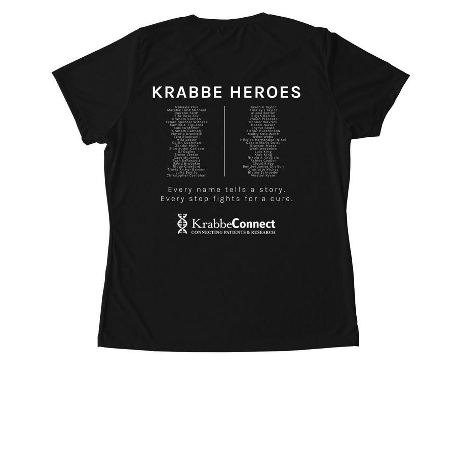 HYBRID for Hope: Help us #curekrabbe, a Black Women's Performance Tee (back-view)