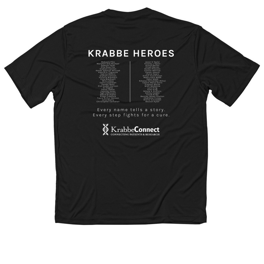 HYBRID for Hope: Help us #curekrabbe, a Black Classic Performance Tee (back-view)