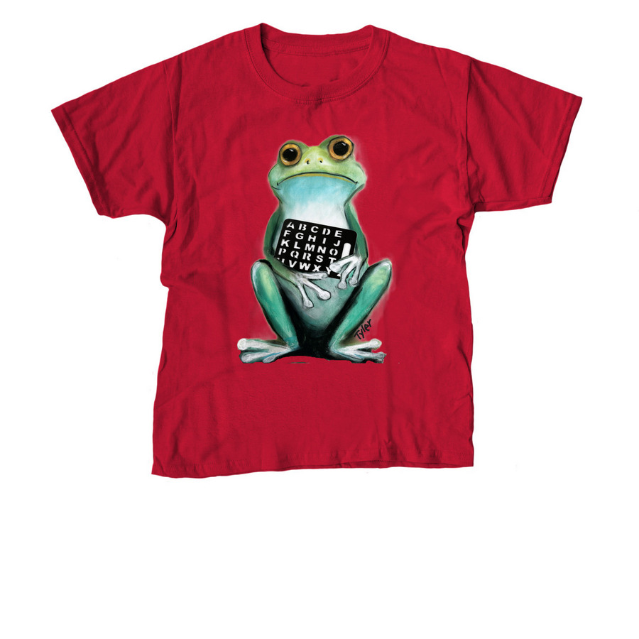 Frog - Waiting patiently to Spell, a Red Youth Unisex Tee