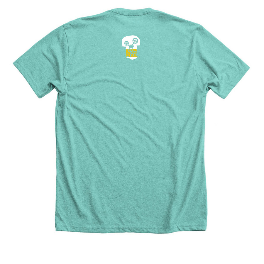 Is It a Wig?, a Heather Sea Green Premium Unisex Tee (back-view)