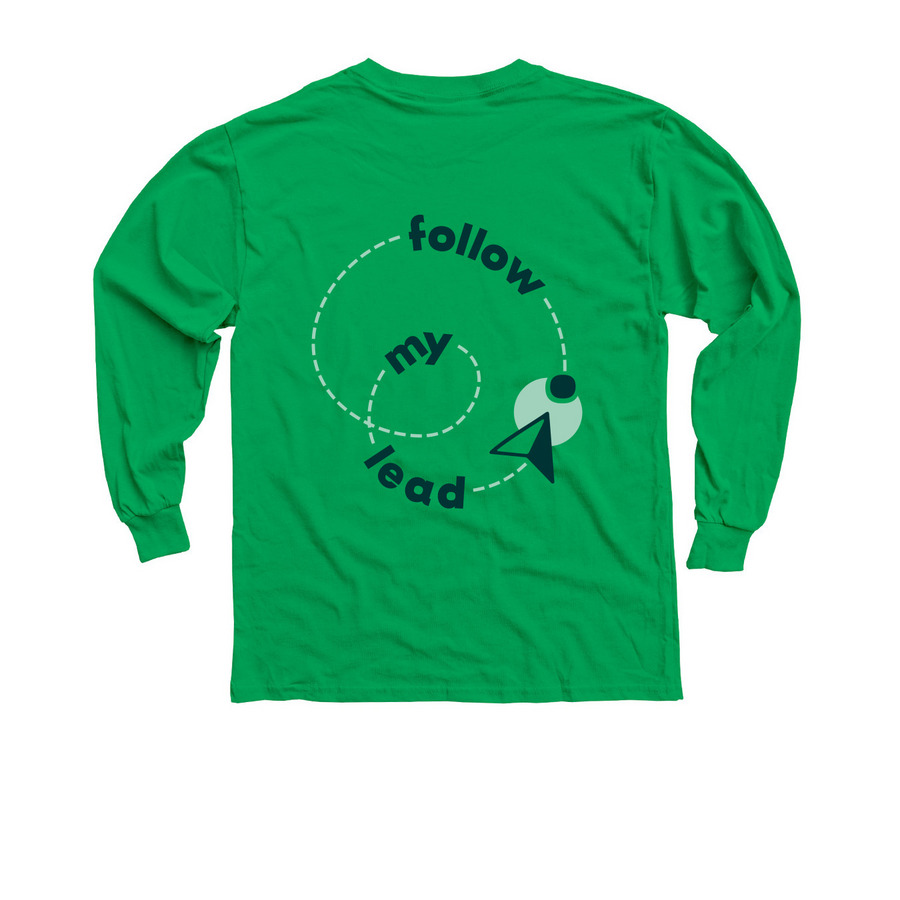 Follow My Lead, a Irish Green Youth Long Sleeve Tee (back-view)