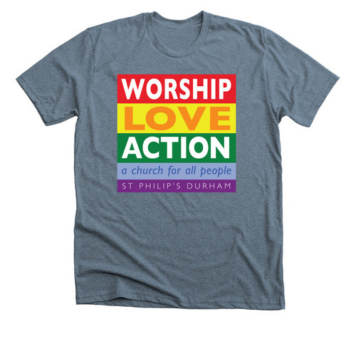 St. Philip's Rainbow Shirt, a Heather Slate Premium Unisex Tee