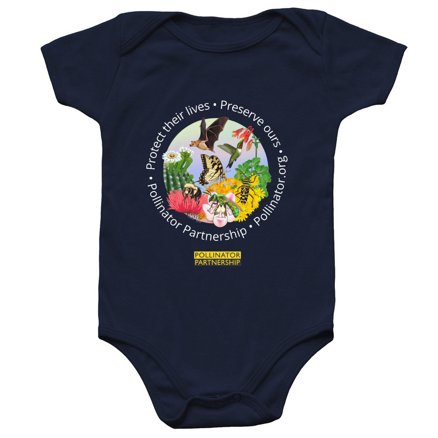 Future Flies with Pollinators Onesie- Dark, a Navy Infant Onesie
